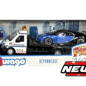 Modellino auto scala 1:43 Burago  BUGATTI CHIRON + FLATBED TRANSPORTER diecast modellismo statico