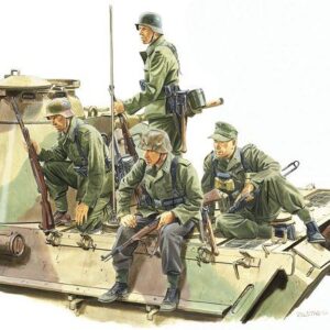 Modellino figure militari kit montaggio soldati PANZER RIDERS LORRAINE 1944 1:35