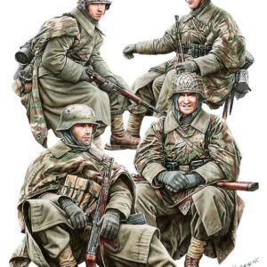 Modellino figure militari kit montaggio soldati GERMAN TANK RIDERS 1:35