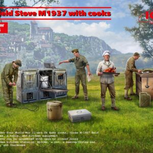 Modellino figure militari kit montaggio soldati ICM  US FIELD STOVE M1937 WITH COOKS NEW MOLDS KIT 1:35