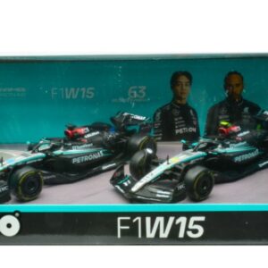 Modellino auto formula 1 F1 scala 1:43 Burago  SET MERCEDES F1W15 2024 N.63 GEORGE RUSSELL + N.44 LEWIS HAMILTON