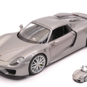 Modellino auto scala 1:24 Welly  PORSCHE 918 SPYDER HARD TOP CLOSED 2013 SILVER 1:24 diecast modellismo statico