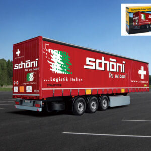 Modellino camion kit di montaggio Italeri  CURTAINSIDE TRAILER SCHOENI CH KIT 1:24 modellismo