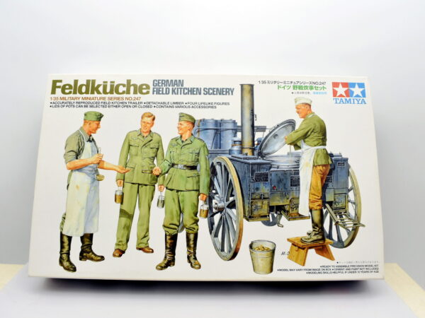 Modellino kit di montaggio soldati figure militari Tamiya feldkuche german field kitchen scenery scala 1:35