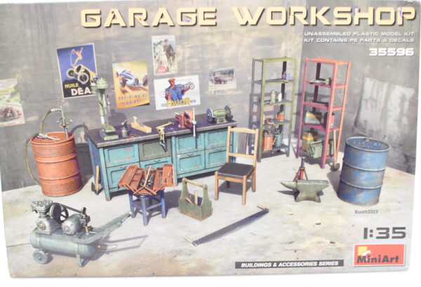 Modellino kit di montaggio diorami GARAGE WORKSHOP scala 1:35 modellismo