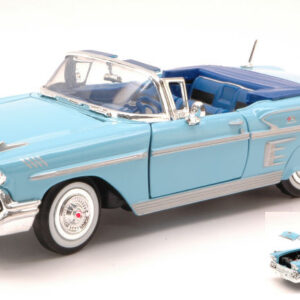Modellino auto scala 1:24 CHEVROLET IMPALA 1958 BLUE diecast modellismo statico