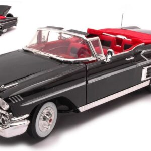 Modellino auto scala 1:18 CHEVROLET IMPALA CONVERTIBLE 1958 BLACK diecast modellismo statico
