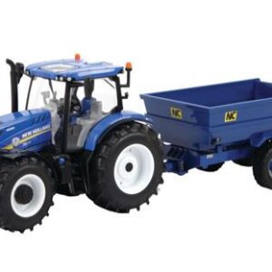Modellino trattore scala 1:32 Britains  NEW HOLLAND T6 + NC TILT DUMPER TRAILER SET 1:32 modellismo statico