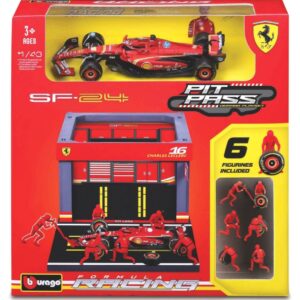 Modellino auto formula 1 F1 scala 1:43 Burago DIORAMA PIT STOP 2024 SF-24 SAINZ