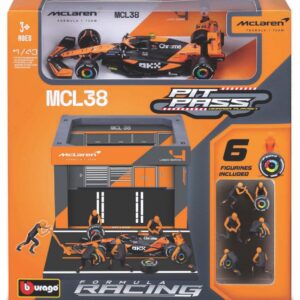 Modellino auto formula 1 F1 scala 1:43 Burago  PIT STOP SET MC LAREN MCL 38 N.4 LANDO NORRIS 2024