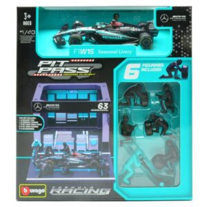 Modellino auto formula 1 F1 scala 1:43 PIT STOP SET MERCEDES F1 W14 RUSSELL 2023
