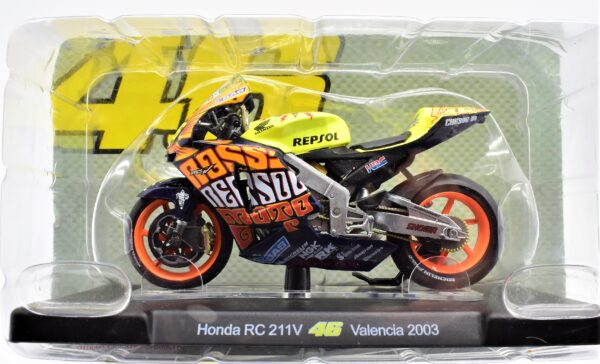 Modellini moto Valentino Rossi 1:18 Honda Rc 211V valencia 2003 gp motor bike