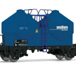Modellino treno modellismo ferroviario  Rivarossi  FS 2-AXLE SILO WAGON 2 DOMES AUSILIARE BLUE LIVERY EP.IV 1:87