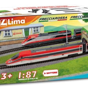 Modellino treno modellismo ferroviario  Lima  TRENO FRECCIAROSSA 500 + FRECCIAROSSA 1000 A BATTERIA SCALA HO 1:87