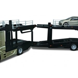 Modellino camion scala 1:43 MERCEDES ACTROS 2545 MULTICAR CARRIER + VW POLO GTI 2016 GOLD diecast modellismo statico