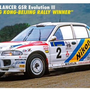 Modellino auto kit di montaggio model kit Hasegawa MITSUBISHI LANCER GSR EVO III 1995 HONG KONG-BEIJING RALLY KIT 1:24 modellismo