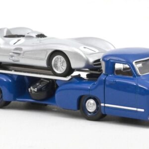 Modellino camion truck MERCEDES REENNTRANSPORTER + W196 1:64 diecast modellismo statico
