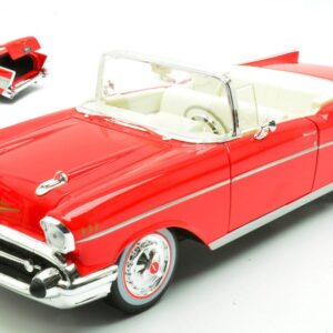 Modellino auto scala 1:18 CHEVROLET BEL AIR CABRIO 1957 RED diecast modellismo statico
