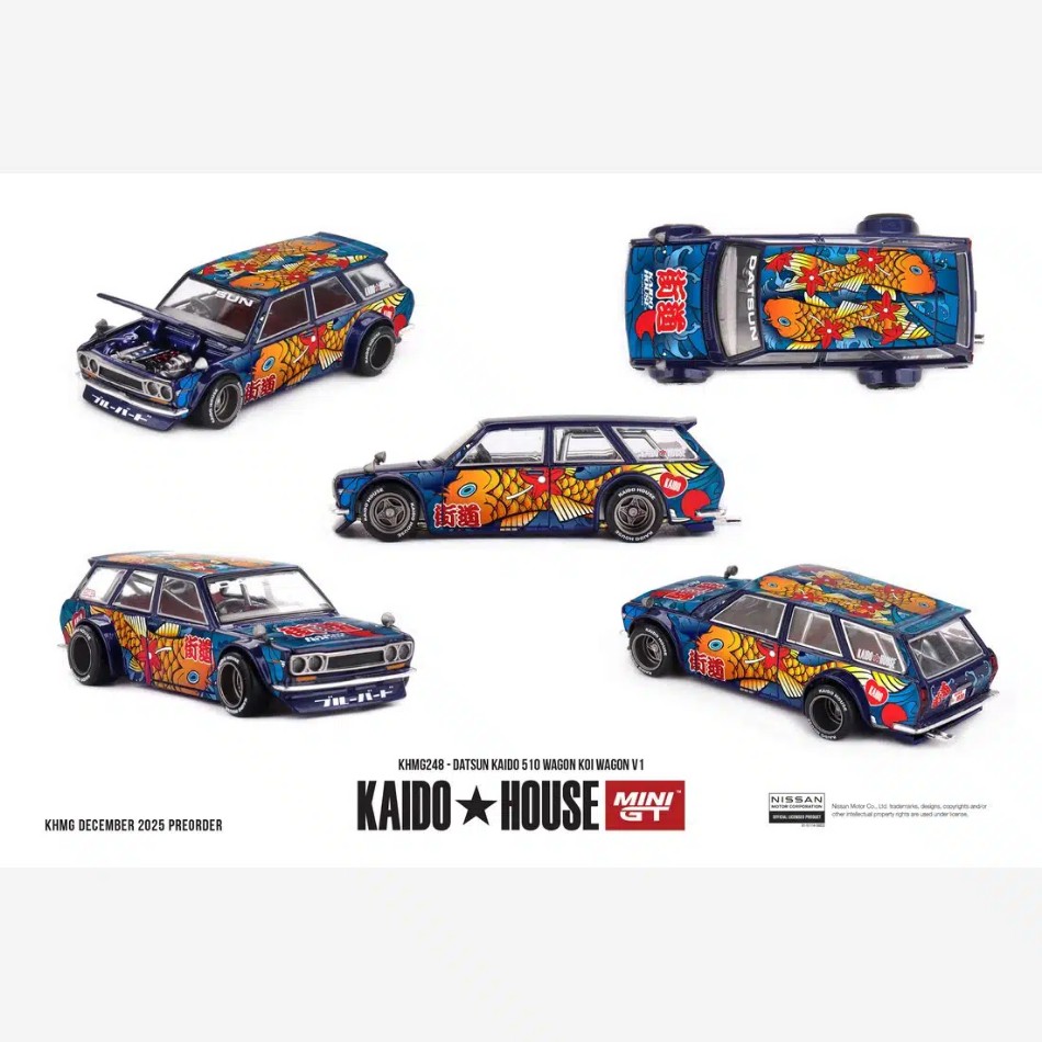Modellino auto scala 1:64 Mini GT DATSUN 510 WAGON KOI V1 modellismo