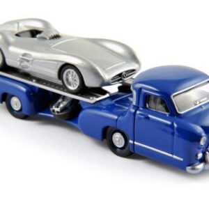 Modellino camion Norev MERCEDES REENNTRANSPORTER + W196 1:64 diecast modellismo statico